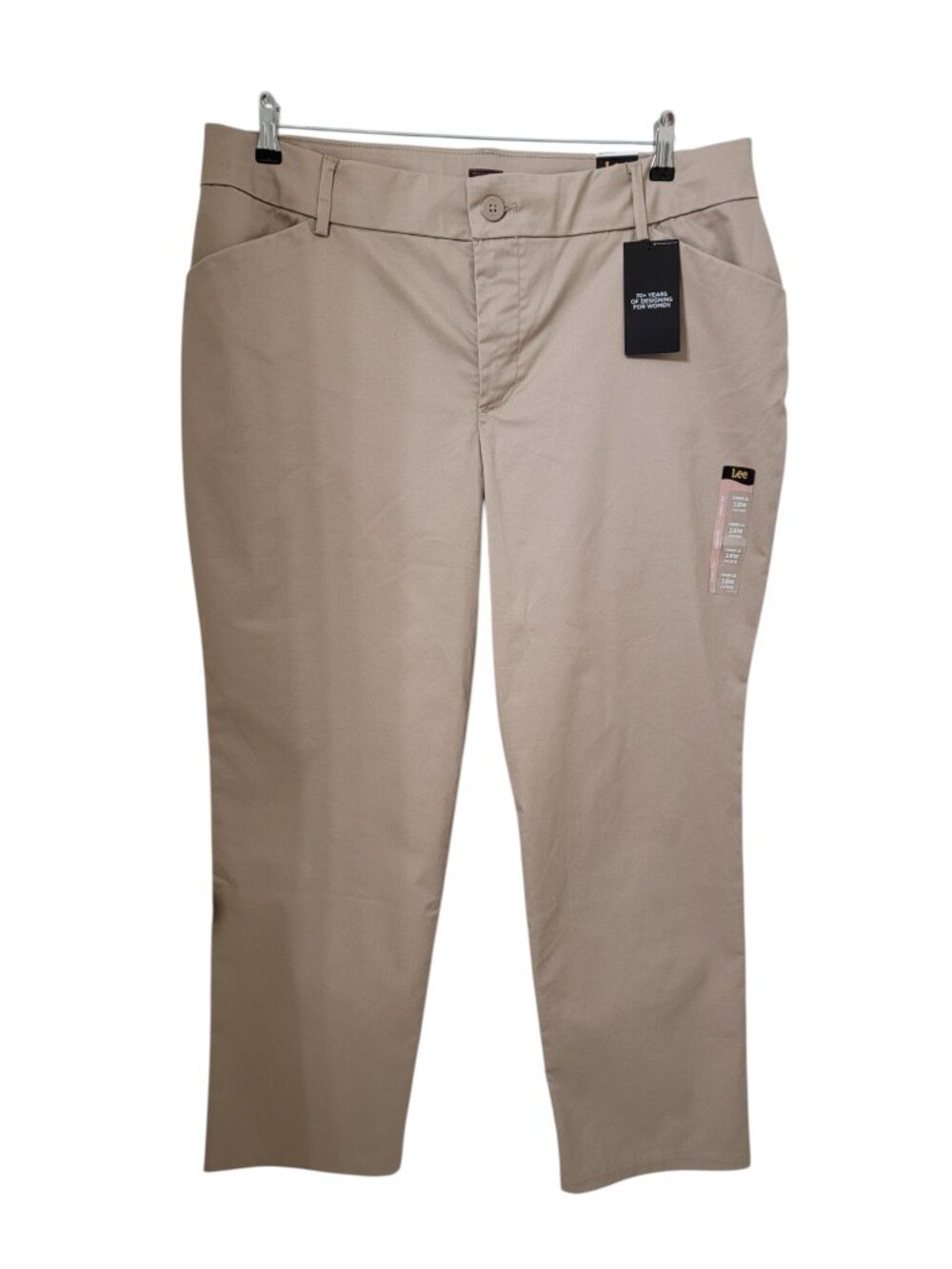Lee Size 18W Petite, Khaki Stretch Chino Non Wrinkle Pants, NEW with Tag